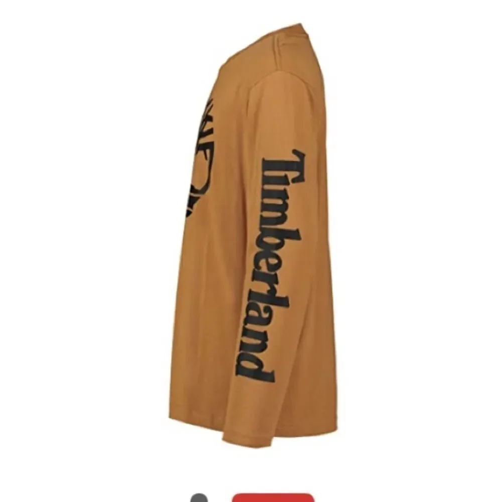Timberland LG 14/16 Brown Long Sleeve Logo TShirt Cotton Casual Crew Neck shirt